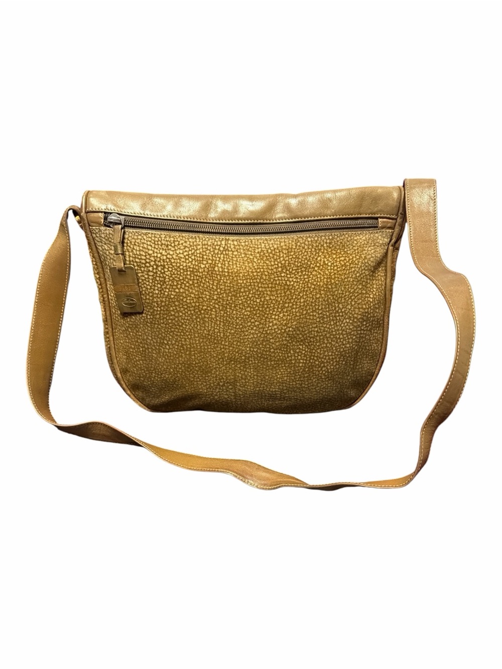 Borbonese Vintage Italian Leather OP Pattern Hobo Shoulder Bag